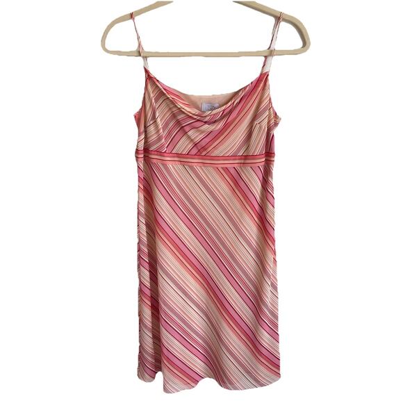 Vintage NWT Ann Taylor Loft Cowl Neck Spaghetti Strap Midi Y2K Dress Striped 14 - Picture 1 of 14